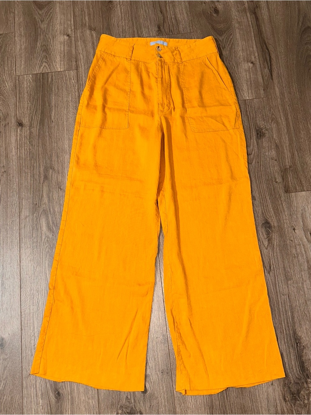 Linen Blend Pants Wide Leg Golden-Orange Linen Blend Size 10 Pants